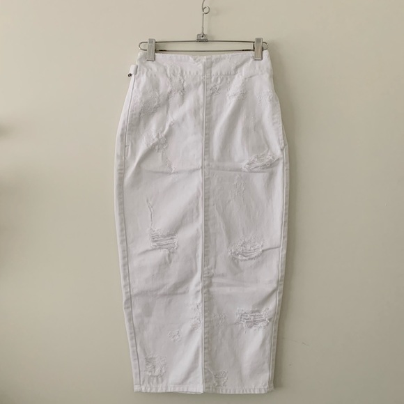 ASOS White Denim Midi Skirt Sz 0/24 - Picture 3 of 4